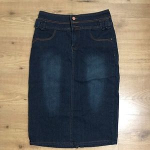 Vintage Denim Midi Skirt Modest Y2K Fashion